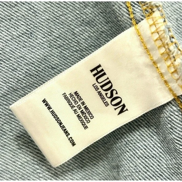 Hudson Trucker Jean Jacket Blue Denim Womens L XL Medium Wash New $215 Classic - Picture 10 of 14
